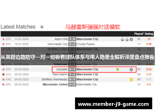 从英超边路防守一对一短板看球队体系与用人隐患全解析深度盘点报告